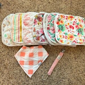 Copper Pearl girl burp cloth bundle